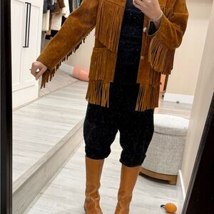 Vintage Fringed Suede Jacket in Tan women’s size